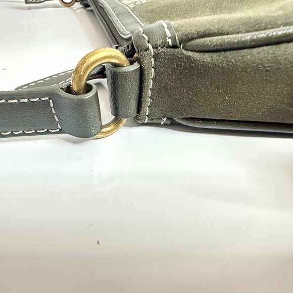 Nine West Y2K Mini Shoulder Bag Green Suede Leather Accent NWT - Picture 10 of 13